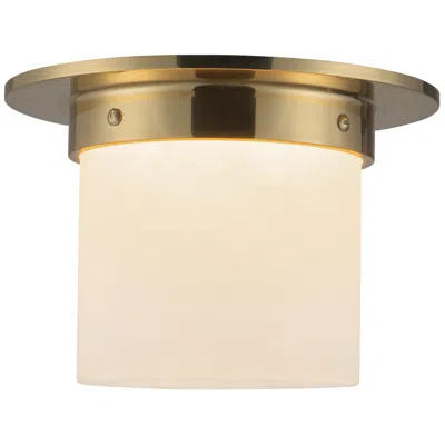 Kuzco Mineral 8-in Alabaster Cylinder Flush Mount With Patina Brass Finish