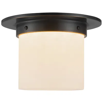 Kuzco Mineral 8-in Alabaster Cylinder Flush Mount With Urban Bronze Finish