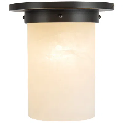Kuzco Mineral 8-in Alabaster Cylinder Flush Mount With Urban Bronze Finish
