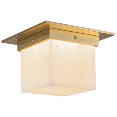 Kuzco Mineral 8-in Alabaster Square Flush Mount With Patina Brass Finish