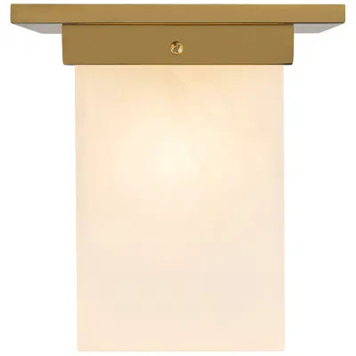 Kuzco Mineral 8-in Alabaster Square Flush Mount With Patina Brass Finish
