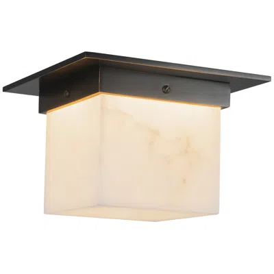 Kuzco Mineral 8-in Alabaster Square Flush Mount With Urban Bronze Finish