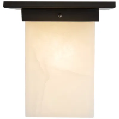 Kuzco Mineral 8-in Alabaster Square Flush Mount With Urban Bronze Finish