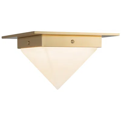 Kuzco Mineral 8-in Alabaster Triangular Flush Mount With Patina Brass Finish