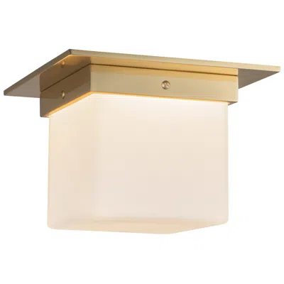 Kuzco Mineral 8-in Patina Brass Square Flush Mount With Opal Glass