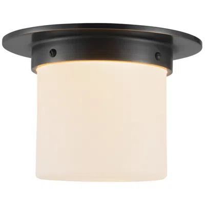 Kuzco Mineral 8-in Urban Bronze Cylinder Flush Mount With Opal Glass