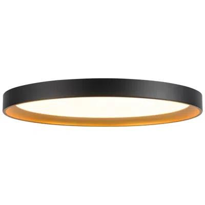 Kuzco Nix 15-in Black Dimmable Led Flush Mount With Gold Accents