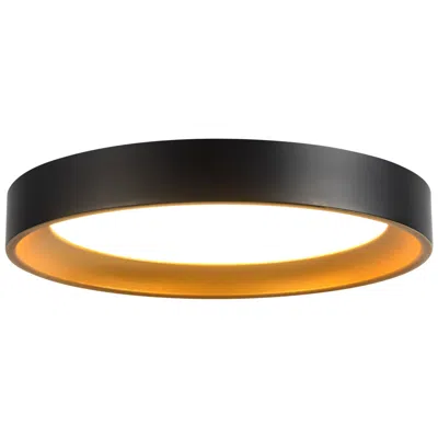 Kuzco Nix 9-in Black Dimmable Led Flush Mount With Gold Accents
