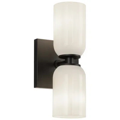 Kuzco Nola E26 12-in Black/glossy Opal Glass Wall Sconce