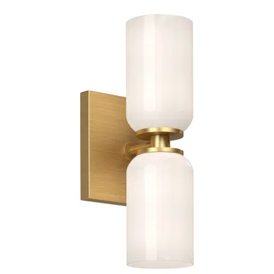 Kuzco Nola E26 12-in Brushed Gold/glossy Opal Glass Wall Sconce