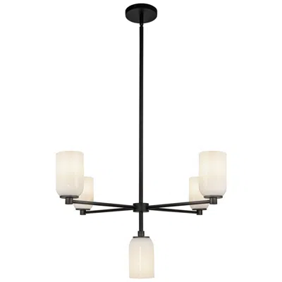 Kuzco Nola E26 31-in Black/glossy Opal Glass Chandelier