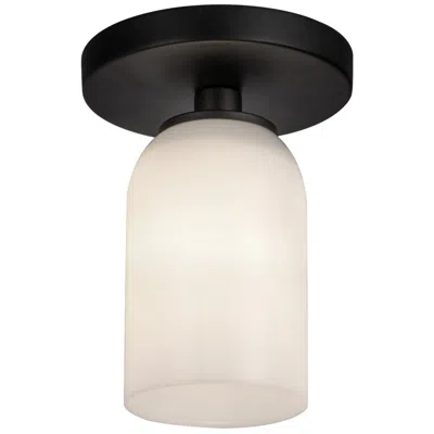 Kuzco Nola E26 4-in Black/glossy Opal Glass Semi-flush Mount