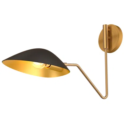 Kuzco Oscar 12 3/4" High Aged Gold And Matte Black Wall Sconce