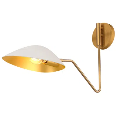 Kuzco Oscar 12 3/4" High Aged Gold And White Wall Sconce