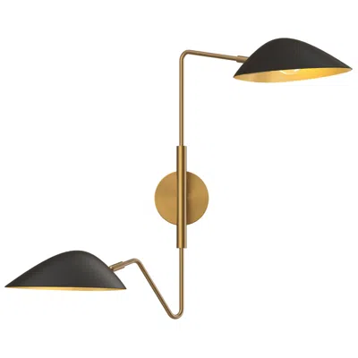 Kuzco Oscar 23 1/2"h Aged Gold And Matte Black 2-light Wall Sconce