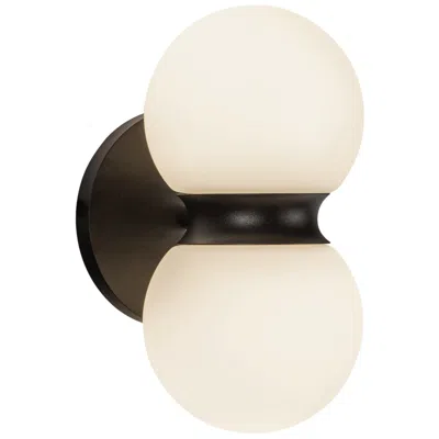 Kuzco Peri 9-in 1 Light Black/opal Glass Integrated Led Outdoor Wall 11w