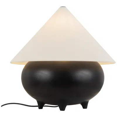 Kuzco Rowan 17-in Matte Black Table Lamp With White Linen Shade