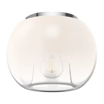 Kuzco Samar E26 8-in Chrome/opal Glass Flush Mount