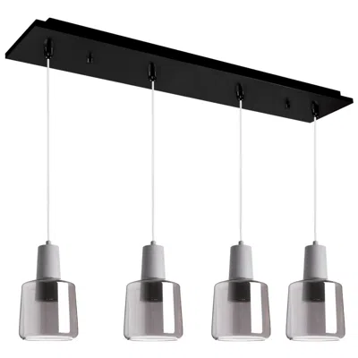 Kuzco Samson 28-in Black/smoked Glass 4-light Multi Pendant