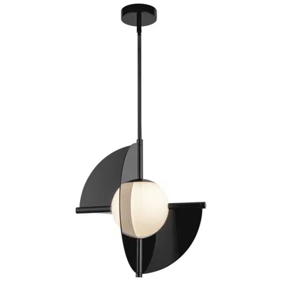 Kuzco Scorpio Led 16-in Glossy Black/opal Glass Pendant