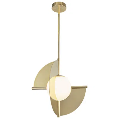 Kuzco Scorpio Led 16-in Metallic Brass/opal Glass Pendant