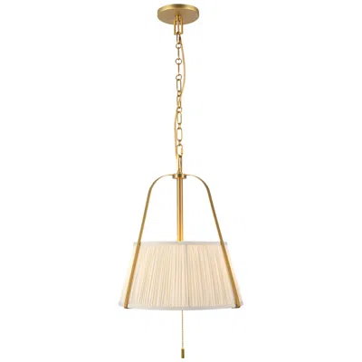 Kuzco Scout 13-in Brushed Gold Pendant With Pleated White Linen Shade
