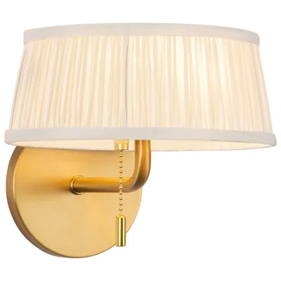 Kuzco Scout 7-in Brushed Gold Wall/vanity Light With Pleated White Linen Shade