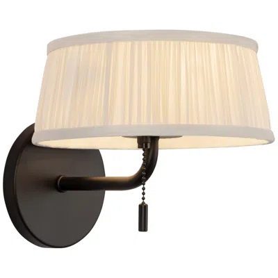 Kuzco Scout 7-in Matte Black Wall/vanity Light With Pleated White Linen Shade