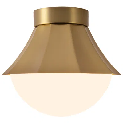 Kuzco Shelton 12-in Brushed Gold Semi-flush Mount With Matte Opal Glass