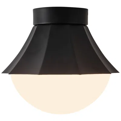 Kuzco Shelton 12-in Matte Black Semi-flush Mount With Matte Opal Glass