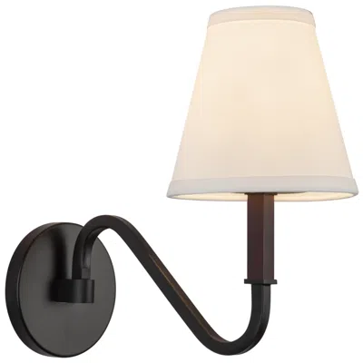 Kuzco Sloan 12-in Matte Black Wall/vanity Light With White Linen Shade