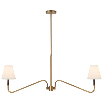 Kuzco Sloan 30-in Brushed Gold Linear Pendant With White Linen Shades