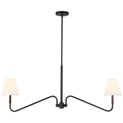 Kuzco Sloan 30-in Matte Black Linear Pendant With White Linen Shades
