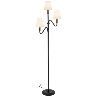 Kuzco Sloan 68-in Matte Black Floor Lamp With White Linen Shades