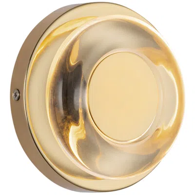 Kuzco Stephord Led 4-in Metallic Brass/clear Glass Wall Sconce In Brown