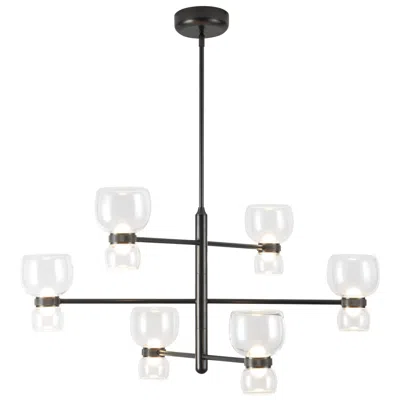 Kuzco Sutton 36-in Urban Bronze Dimmable Led Chandelier With Clear Glass