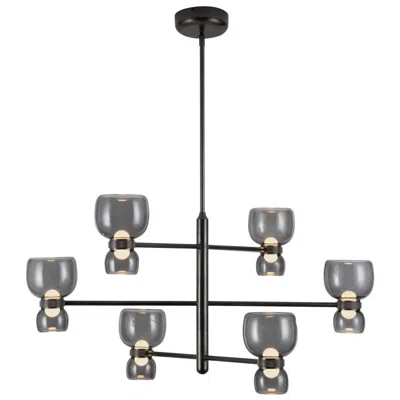 Kuzco Sutton 36-in Urban Bronze Dimmable Led Chandelier With Smoked Glass