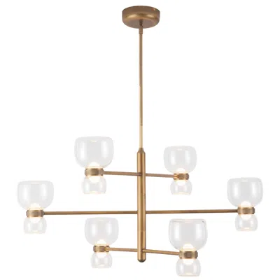Kuzco Sutton 36-in Vintage Brass Dimmable Led Chandelier With Clear Glass