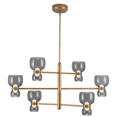 Kuzco Sutton 36-in Vintage Brass Dimmable Led Chandelier With Smoked Glass