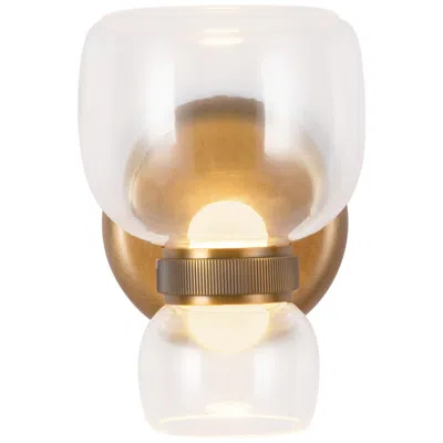 Kuzco Sutton 8-in Vintage Brass Dimmable Led Wall/vanity Light With Clear Glass
