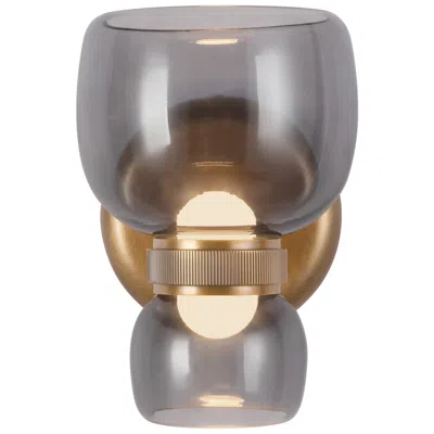 Kuzco Sutton 8-in Vintage Brass Dimmable Led Wall/vanity Light With Smoked Glass