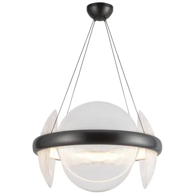 Kuzco Taurus Led 22-in Urban Bronze/clear Ribbed Glass Led Chandelier