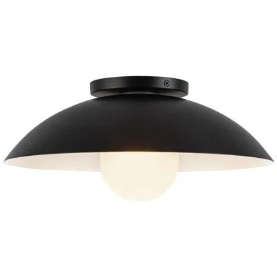 Kuzco Umbra 14-in Black Semi-flush Mount With Matte Opal Glass Diffuser