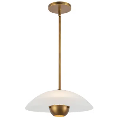 Kuzco Umbra 14-in Vintage Brass Pendant With Matte Opal Glass Shade In Gold