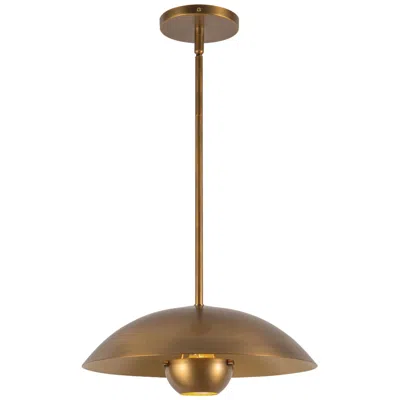 Kuzco Umbra 14-in Vintage Brass Pendant With Vintage Brass Diffuser In Brown