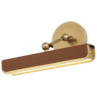 Kuzco Valise 12"w Vintage Brass Cognac Leather Led Picture Light