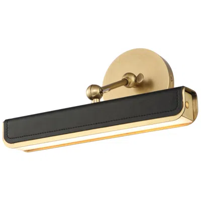 Kuzco Valise 12"w Vintage Brass Tuxedo Leather Led Picture Light