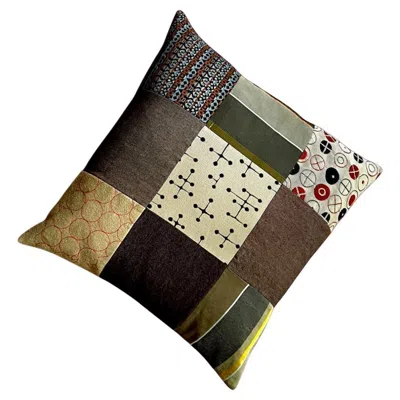 Pre-owned Kvadrat Handmade Patchwork Cushion Cover: Maharam & , Mid Century Modern Design In Black