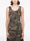 Kwaidan Editions Camouflage Scoop-neck Tank Top In Green