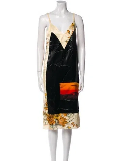 Pre-owned Kwaidan Editions Printed Midi Length Dress W/ Tags In Black